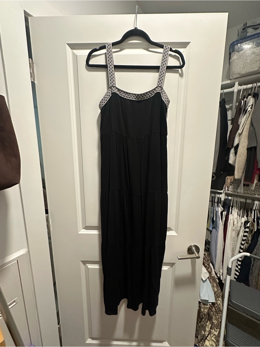 Fifteen Twenty Black Maxi Dress with Embroidered Straps